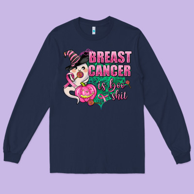 Breast Cancer Is Boo Shit Long Sleeve Tee Designed By Adodesignshop