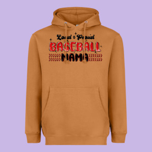 Loud And Proud Baseball Mama Heavyweight Hoodie Designed By Maliassmallbusiness