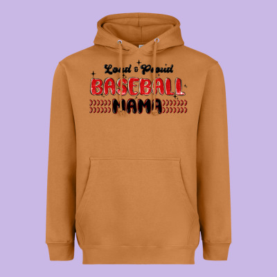 Loud And Proud Baseball Mama Heavyweight Hoodie Designed By Maliassmallbusiness