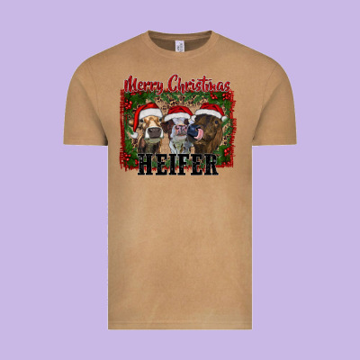 Merry Christmas Heifer Vintage Tee Designed By Ranaportraitstore