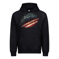 Black Vintage American Flag Lips Urban Hoodie - Bettercallsaul