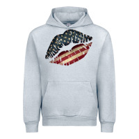 Heather Grey Vintage American Flag Lips Urban Hoodie - Bettercallsaul