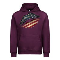 Mauve Wine Vintage American Flag Lips Urban Hoodie - Bettercallsaul
