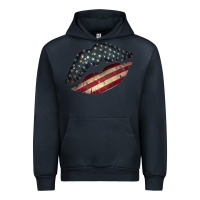Vintage American Flag Lips Urban Hoodie | Teevron