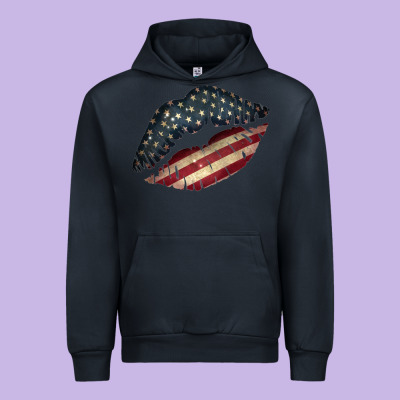 Vintage American Flag Lips Urban Hoodie Designed By Bettercallsaul
