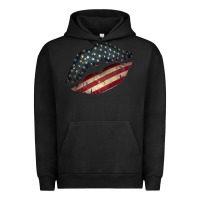 Pigment Black Vintage American Flag Lips Urban Hoodie - Bettercallsaul