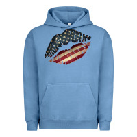 Pigment Pebble Blue Vintage American Flag Lips Urban Hoodie - Bettercallsaul