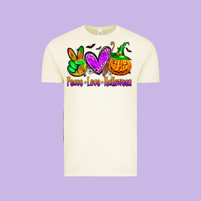 Peace Love Halloween Vintage Tee Designed By Zillion Design Studio