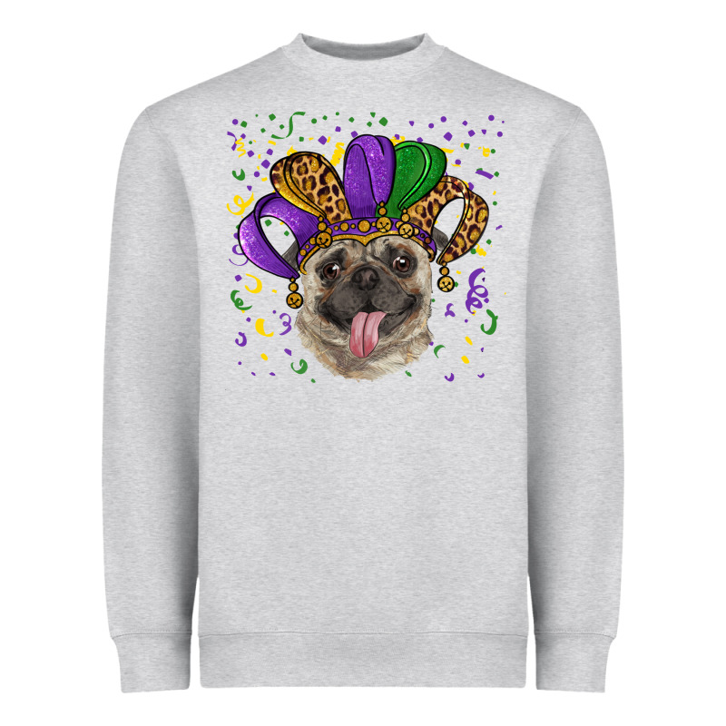 Mardi Gras Hat Pug Heavyweight Sweatshirt by RanaPortraitStore | Teevron
