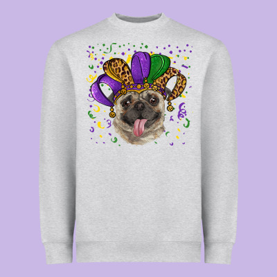Heavyweight Sweatshirt mardi gras hat pug