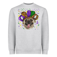 Heather Grey mardi gras hat pug Heavyweight Sweatshirt - RanaPortraitStore