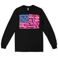 Black american flag and  cancer ribbon pattern Long Sleeve Tee - AdoDesignShop