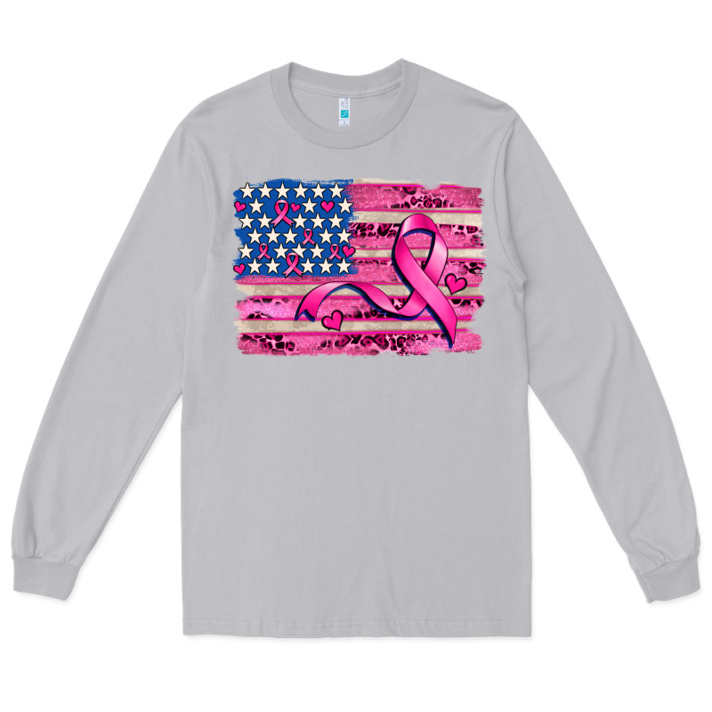 American Flag And  Cancer Ribbon Pattern Long Sleeve Tee by AdoDesignShop | Teevron