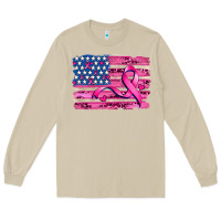Mushroom american flag and  cancer ribbon pattern Long Sleeve Tee - AdoDesignShop