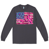 Smoke american flag and  cancer ribbon pattern Long Sleeve Tee - AdoDesignShop