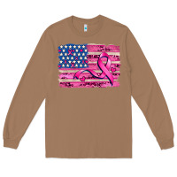 Toasted Coconut american flag and  cancer ribbon pattern Long Sleeve Tee - AdoDesignShop