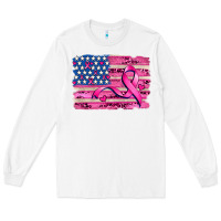 White american flag and  cancer ribbon pattern Long Sleeve Tee - AdoDesignShop