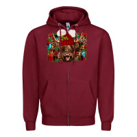 Burgundy highland cow christmas Zipper Hoodie - JahusDesignShop