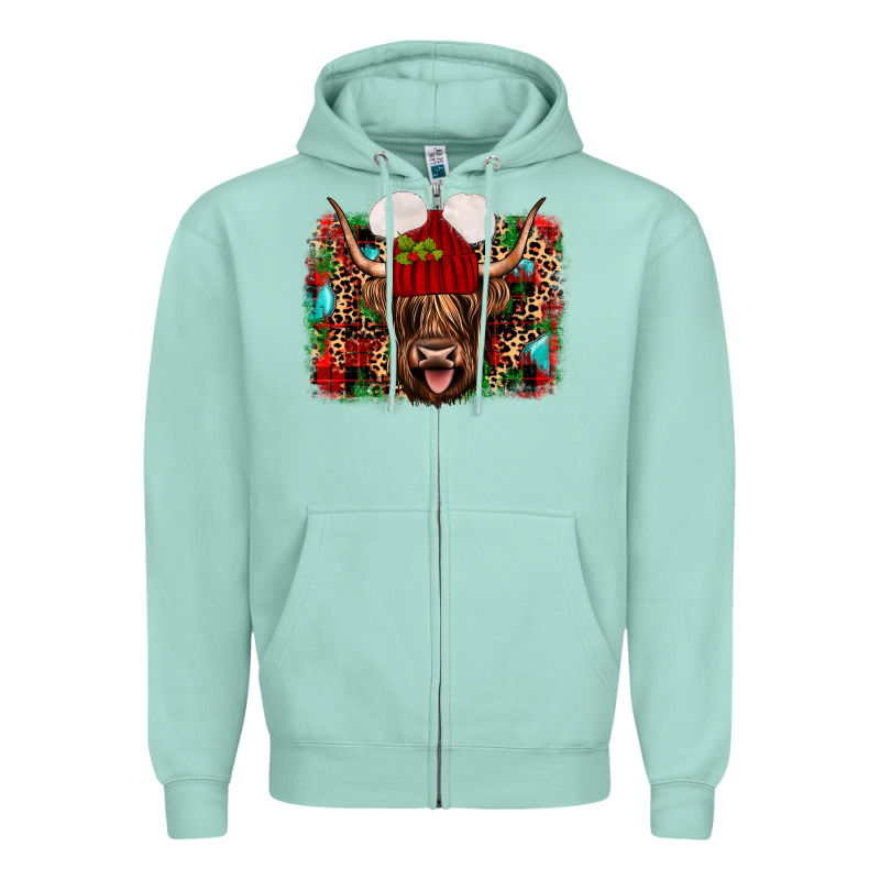 Highland Cow Christmas Zipper Hoodie by JahusDesignShop | Teevron