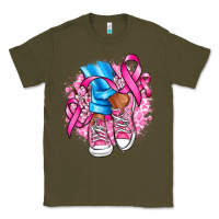Army Green cancer ribbon pink converse and flowers Classic Tee - AdoDesignShop