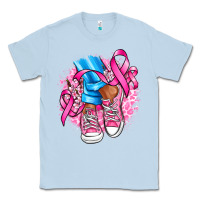 Dusty Blue cancer ribbon pink converse and flowers Classic Tee - AdoDesignShop