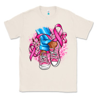 Natural cancer ribbon pink converse and flowers Classic Tee - AdoDesignShop