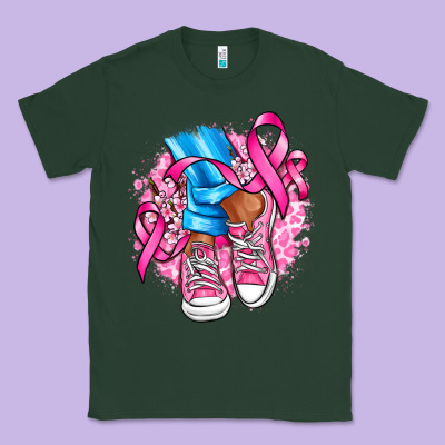 Cancer Ribbon Pink Converse And Flowers Classic Tee Designed By Adodesignshop