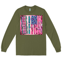 Army Green warrior breast cancer and american flag Long Sleeve Tee - AdoDesignShop
