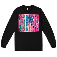 Black warrior breast cancer and american flag Long Sleeve Tee - AdoDesignShop