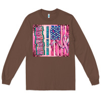 Chestnut warrior breast cancer and american flag Long Sleeve Tee - AdoDesignShop