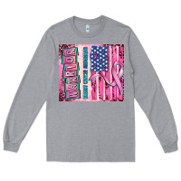 Heather Grey warrior breast cancer and american flag Long Sleeve Tee - AdoDesignShop