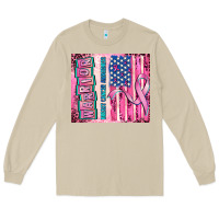 Mushroom warrior breast cancer and american flag Long Sleeve Tee - AdoDesignShop