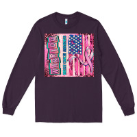 Plum warrior breast cancer and american flag Long Sleeve Tee - AdoDesignShop