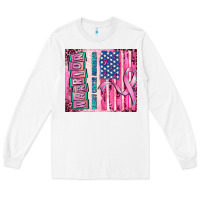 Warrior Breast Cancer And American Flag Long Sleeve Tee | Teevron