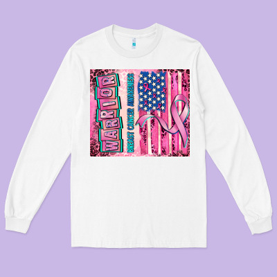 Warrior Breast Cancer And American Flag Long Sleeve Tee Designed By Adodesignshop