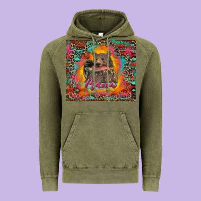 Vintage Hoodie mama bear leopard and aztec