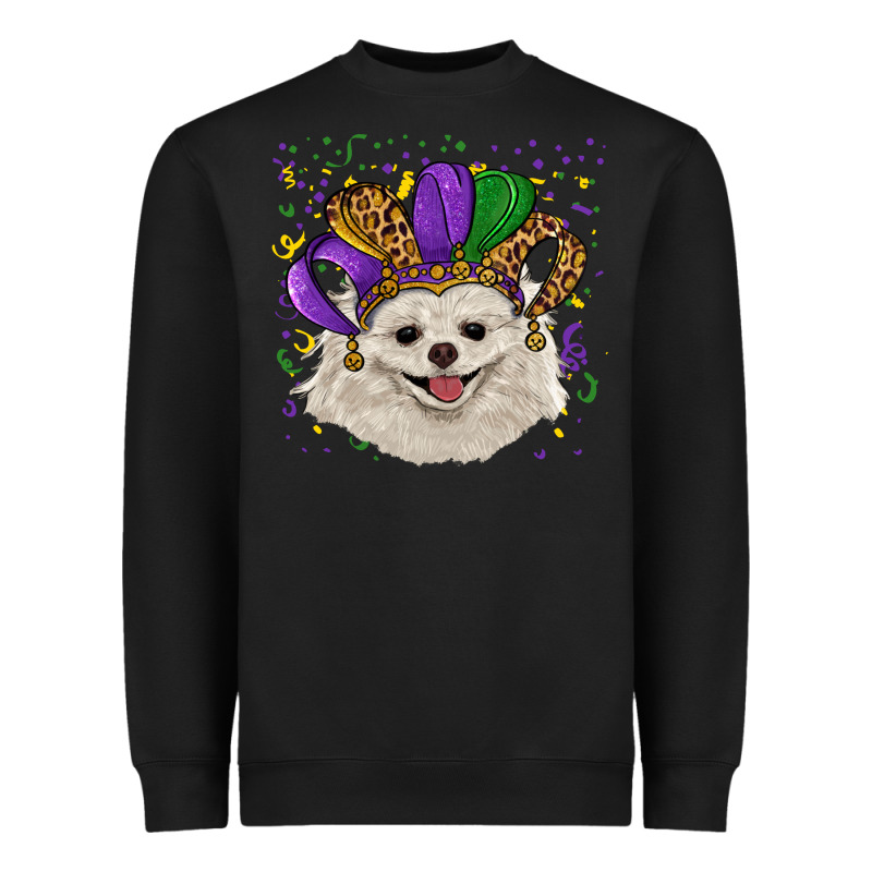Mardi Gras Hat White Pomeranian Heavyweight Sweatshirt by RanaPortraitStore | Teevron