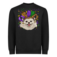 Black mardi gras hat white pomeranian Heavyweight Sweatshirt - RanaPortraitStore