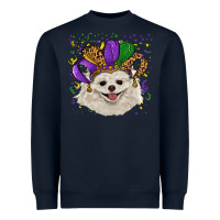 Navy mardi gras hat white pomeranian Heavyweight Sweatshirt - RanaPortraitStore