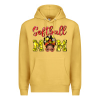 Antique Gold Softball Mom And Afro Messy Bun Mom Premium Hoodie - BundleAndBundleShop