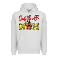Dove Grey Softball Mom And Afro Messy Bun Mom Premium Hoodie - BundleAndBundleShop