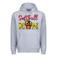 Heather Grey Softball Mom And Afro Messy Bun Mom Premium Hoodie - BundleAndBundleShop