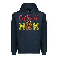 Navy Softball Mom And Afro Messy Bun Mom Premium Hoodie - BundleAndBundleShop