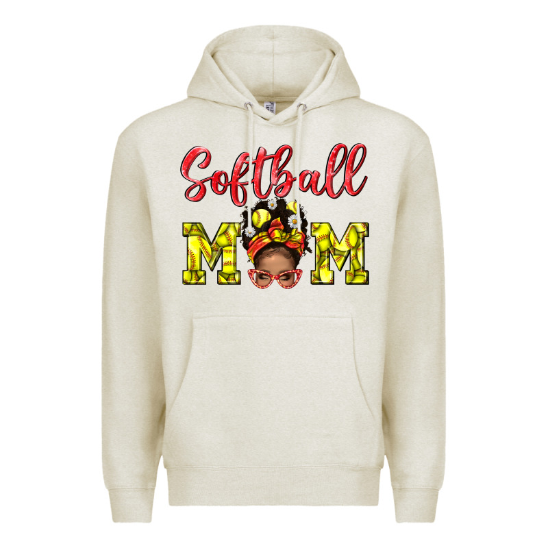 Softball Mom And Afro Messy Bun Mom Premium Hoodie by BundleAndBundleShop | Teevron