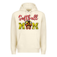 Sandshell Softball Mom And Afro Messy Bun Mom Premium Hoodie - BundleAndBundleShop