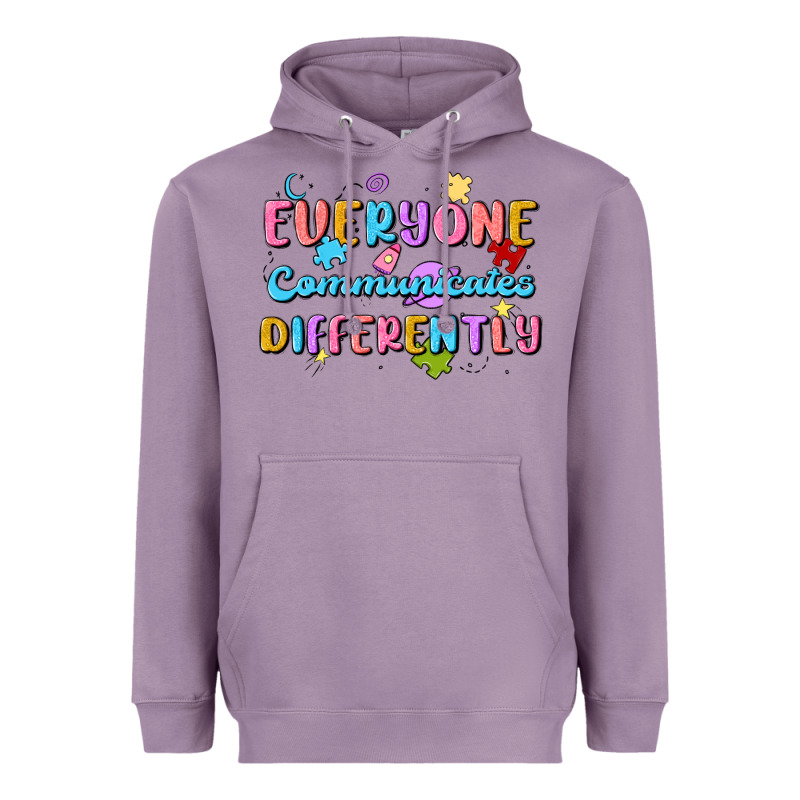 Everyone Communicates Differently Heavyweight Hoodie by MaliasSmallBusiness | Teevron