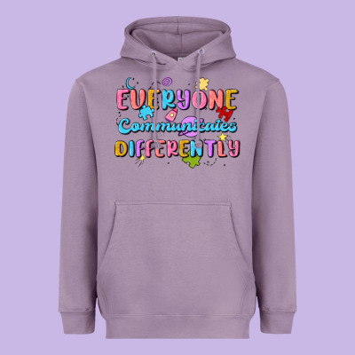 Everyone Communicates Differently Heavyweight Hoodie Designed By Maliassmallbusiness