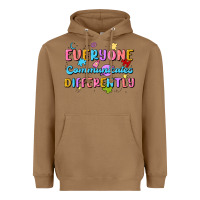 Toasted Coconut everyone communicates differently Heavyweight Hoodie - MaliasSmallBusiness
