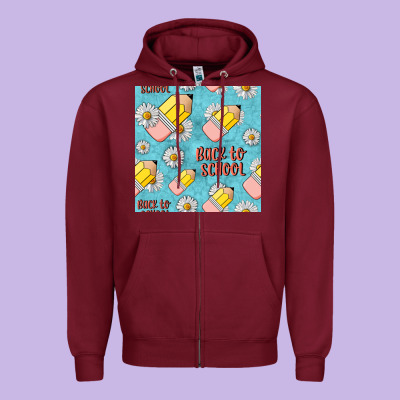 Back To School Seamless Pattern Zipper Hoodie Designed By Bundleandbundleshop