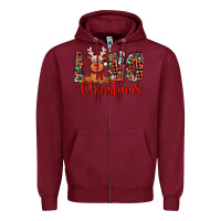 Burgundy love christmas reindeer Zipper Hoodie - Jasminsmagicworld